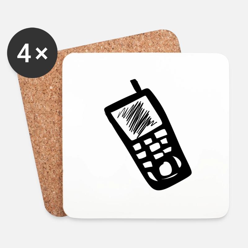 Handy Telefon - Untersetzer (4er-Set) - Weiß