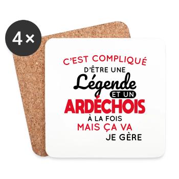 Compliqué d'être une légende et un Ardéchois - Dessous de verre (lot de 4) - blanc - Devant