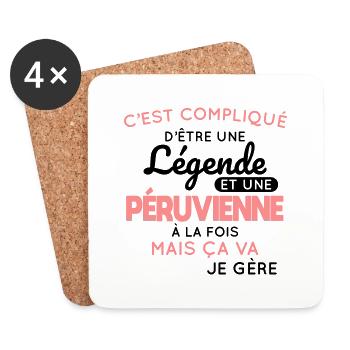 Compliqué d'être une légende et une Péruvienne - Dessous de verre (lot de 4) - blanc - Devant