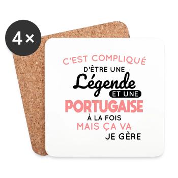 Compliqué d'être une légende et une Portugaise - Dessous de verre (lot de 4) - blanc - Devant