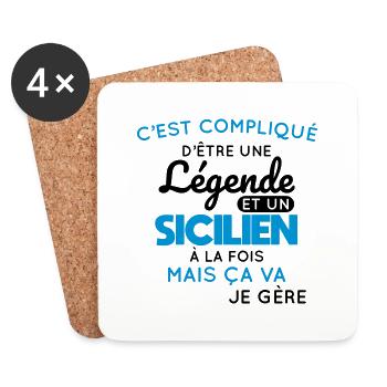 Compliqué d'être une légende et un Sicilien - Dessous de verre (lot de 4) - blanc - Devant