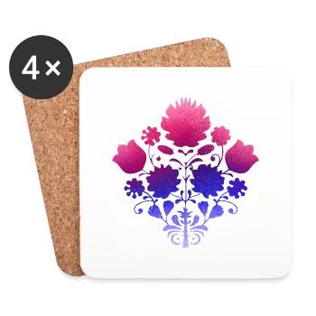 flowers,,floral, graffiti,painting, bouquet of flowers, - Coasters (set of 4) - white - Front