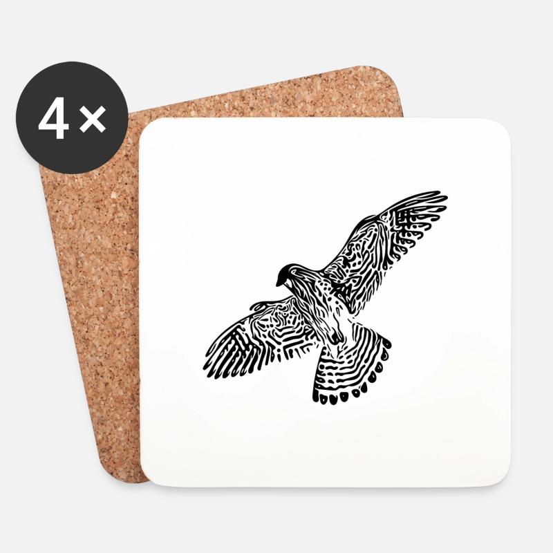 Falke im Flug - Untersetzer (4er-Set) - Weiß