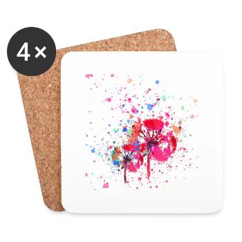 Blume,Pusteblume,bunt,aquarell,malerei,art - Untersetzer (4er-Set) - Weiß - Vorne