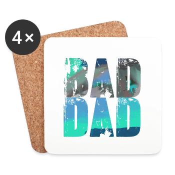 mauvais papa, papa, graffiti, noir, typo, police, coloré - Dessous de verre (lot de 4) - blanc - Devant