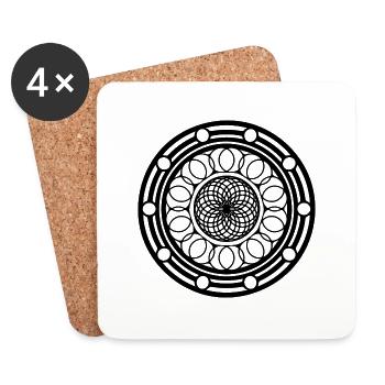 Geometric Flowers Mandala Round Pattern Shape - Coasters (set of 4) - white - Front