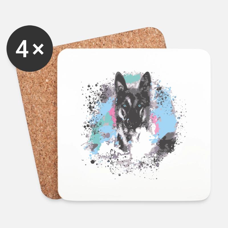 schäferhund ,hund,graffiti, deutscher schäferhund, - Untersetzer (4er-Set) - Weiß