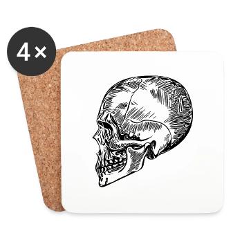 Schädel Knochen Halloween Totenkopf - Untersetzer (4er-Set) - Weiß - Vorne