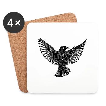 Oiseau en vol avec les ailes ouvertes - Dessous de verre (lot de 4) - blanc - Devant