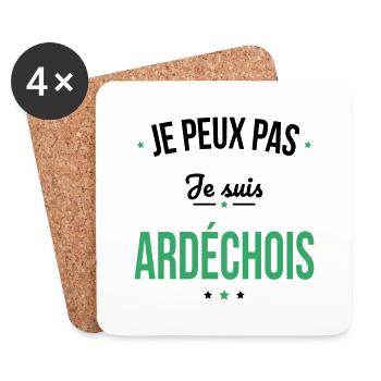 Je peux pas je suis Ardéchois - Dessous de verre (lot de 4) - blanc - Devant