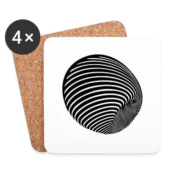 Geometric ball roll with stripes - Coasters (set of 4) - white - Front