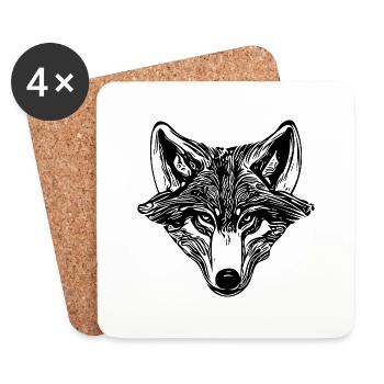 Vintage Wolf Portrait - Coasters (set of 4) - white - Front