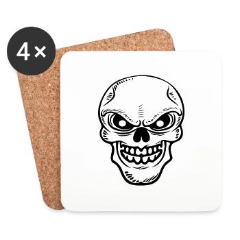 Totenkopf Knochen Halloween Schädel - Untersetzer (4er-Set) - Weiß - Vorne
