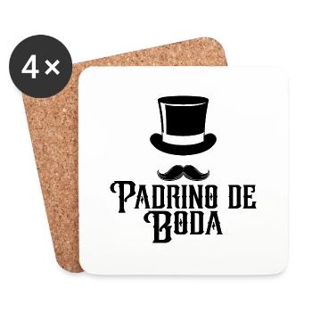 Padrino de Boda, Best Man Top Hat Mustache Wedding - Coasters (set of 4) - white - Front