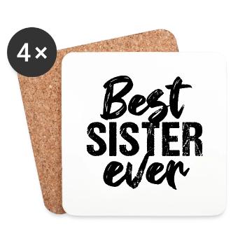 Beste Schwester meilleure sœur de tous les temps - Dessous de verre (lot de 4) - blanc - Devant