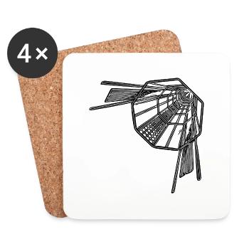 Geometric Tunnel Lines Infinity Optics - Coasters (set of 4) - white - Front
