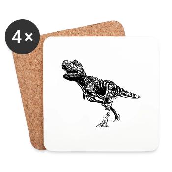 Dinosaure Tyrannosaurus Rex Conception de ventilateur - Dessous de verre (lot de 4) - blanc - Devant