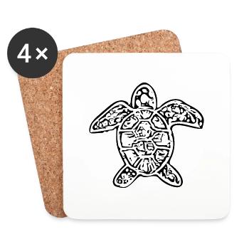 Vintage abstract turtle - Coasters (set of 4) - white - Front