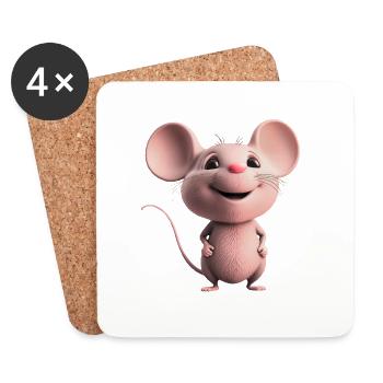 sweet happy mouse - Coasters (set of 4) - white - Front