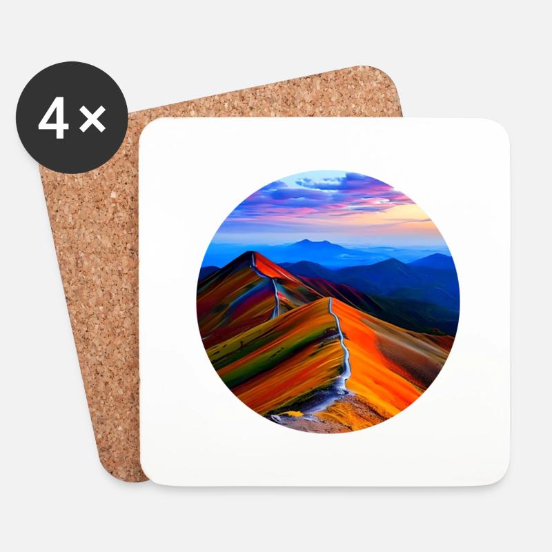 Colourful mountains - Coasters (set of 4) - white