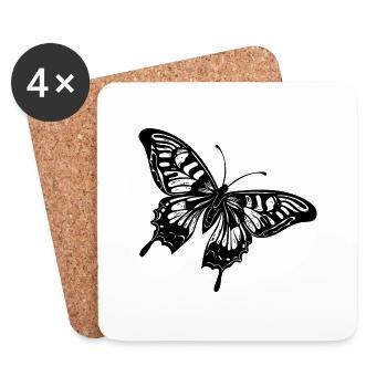 Élégant Vintage Tattoo Butterfly - Dessous de verre (lot de 4) - blanc - Devant