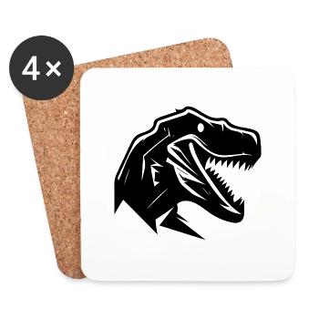 Conception de ventilateur Dinosaur T-Rex - Dessous de verre (lot de 4) - blanc - Devant