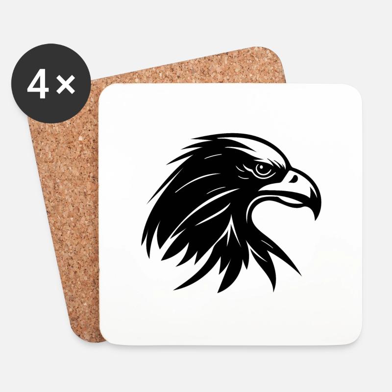 Eleganter Adler Kopf im Tattoo Style - Untersetzer (4er-Set) - Weiß