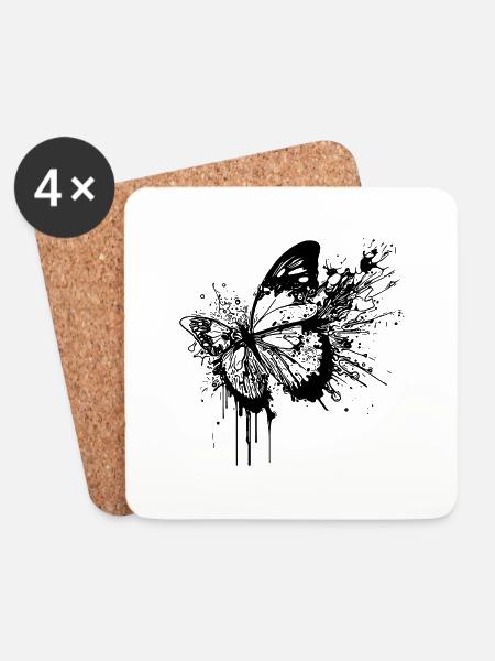 Splash Tattoo Tinte Schmetterling - Untersetzer (4er-Set) - Weiß
