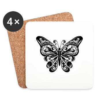 Eleganter Vintage Schmetterling Tattoo Style - Untersetzer (4er-Set) - Weiß - Vorne