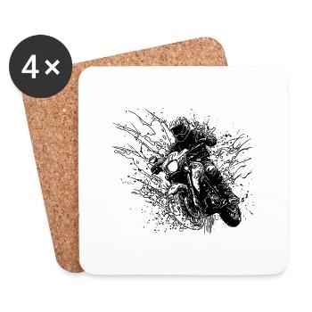 Offroad Racing Motorcycle Splash Style - Coasters (set of 4) - white - Front