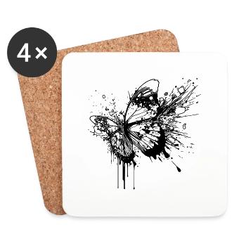 Élégant Vintage Tattoo Splash Butterfly - Dessous de verre (lot de 4) - blanc - Devant