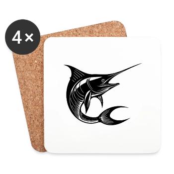 Voilier rapide - élégant fan fish - Dessous de verre (lot de 4) - blanc - Devant