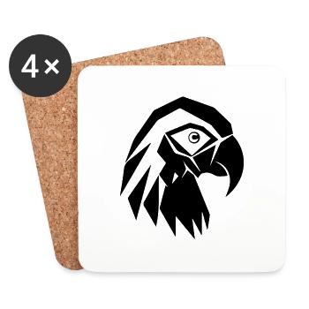 Parrot Polygon Portrait Bird Drawing - Coasters (set of 4) - white - Front