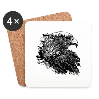 Aigle élégant à l’encre Style de tatouage vintage - Dessous de verre (lot de 4) - blanc - Devant