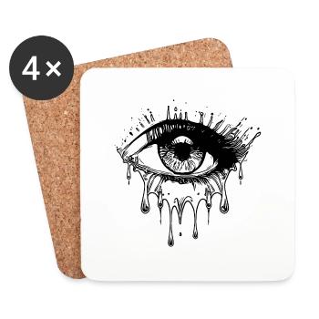 Crying Eye Style de tatouage réaliste - Dessous de verre (lot de 4) - blanc - Devant