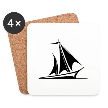 Sailboat with sails for cool captains and skippers - Coasters (set of 4) - white - Front