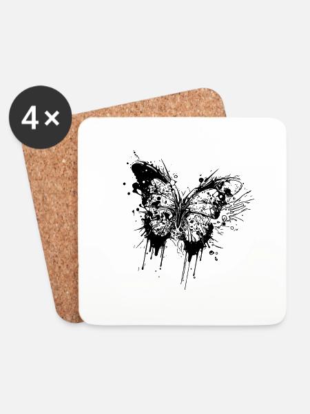 Tattoo Tinte Splash Schmetterling - Untersetzer (4er-Set) - Weiß