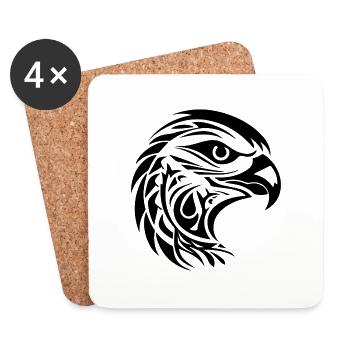 Schöner Adler Porträt im Tattoo Style - Untersetzer (4er-Set) - Weiß - Vorne