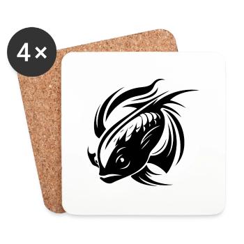 Fight Fish Portrait Tattoo - Coasters (set of 4) - white - Front