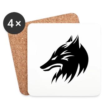 Wolf Head Portrait Tattoo Style - Coasters (set of 4) - white - Front