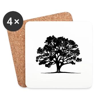 Schöner Baum auf dem Feld im Horizont - Untersetzer (4er-Set) - Weiß - Vorne