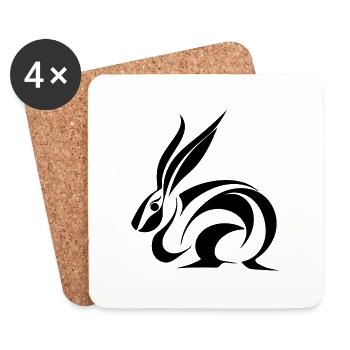 Süsser Tattoo Hase Kleines Linien Kaninchen - Untersetzer (4er-Set) - Weiß - Vorne