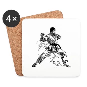 Karate Anzug Tattoo Dojo Style Kampfgeist - Untersetzer (4er-Set) - Weiß - Vorne