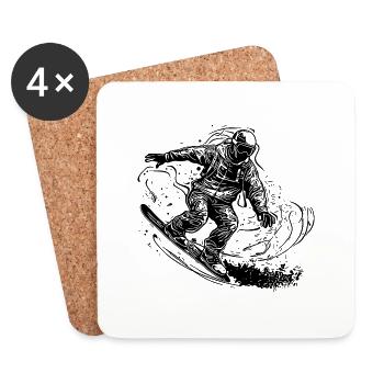 Off Road Snowboarding Jump Style Cooler Move - Untersetzer (4er-Set) - Weiß - Vorne