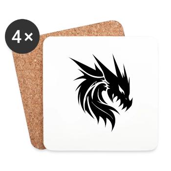 Dragon vintage maléfique en robe à échelle de tatouage - Dessous de verre (lot de 4) - blanc - Devant