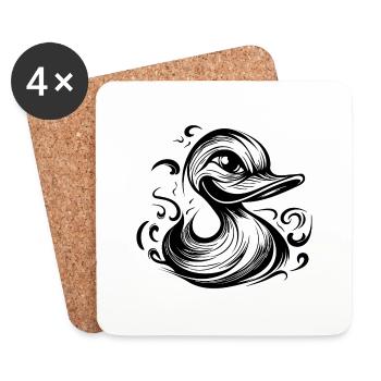 Funny grinning duck with huge beak - Coasters (set of 4) - white - Front