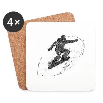 Richtung Tal Snowboarding Krasser Snowboard Style - Untersetzer (4er-Set) - Weiß - Vorne