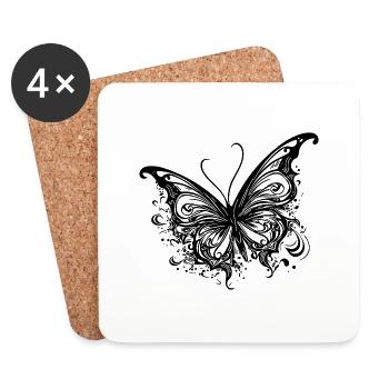 Pretty Tattoo Kids Lines Style Butterfly - Dessous de verre (lot de 4) - blanc - Devant