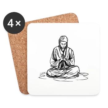 Young monk in deep meditation - Coasters (set of 4) - white - Front