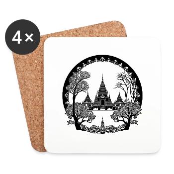 Thailand Temple Plant Dream Holiday Country - Coasters (set of 4) - white - Front